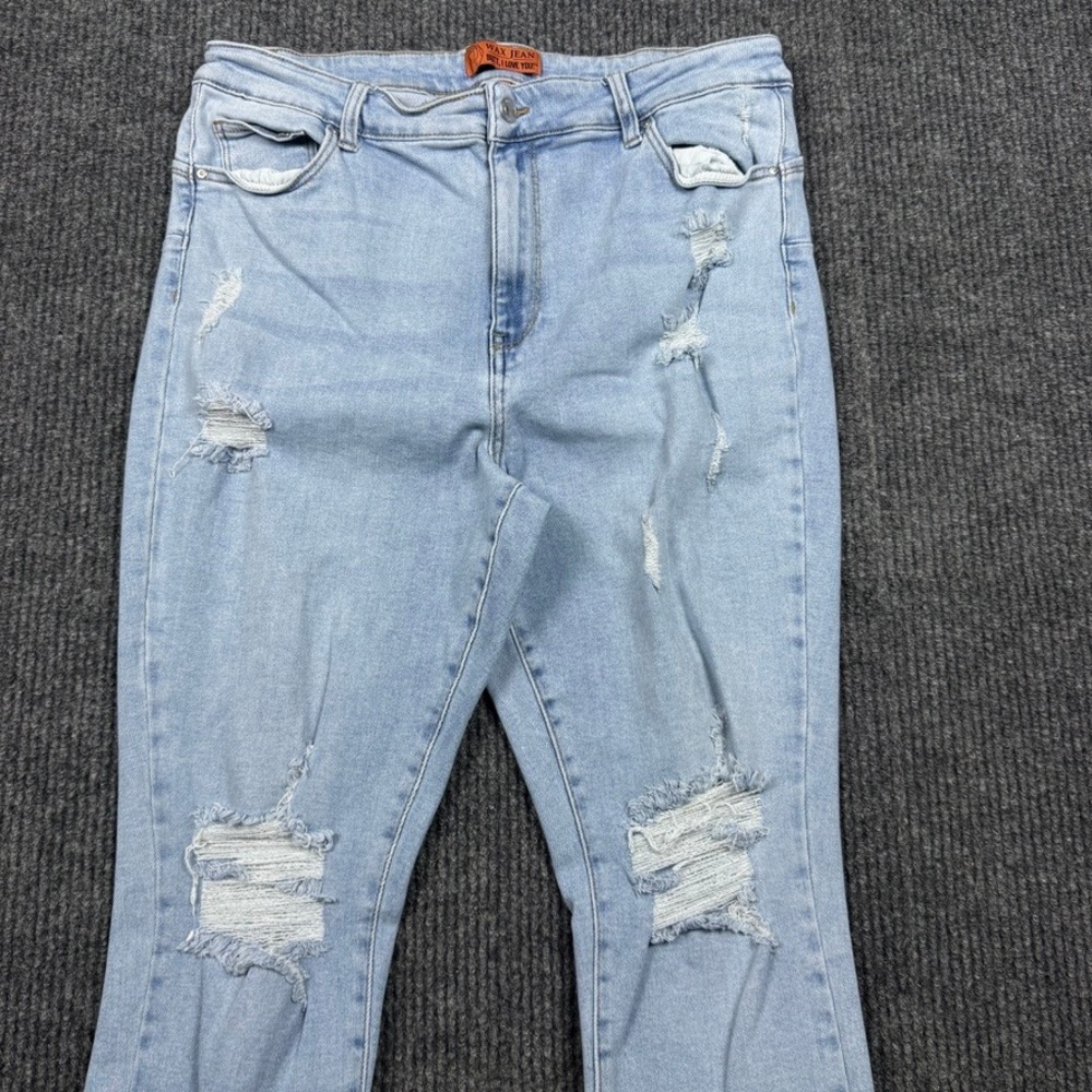 Wax Jean Authentic Destructed Push Up Skinny Jeans Light Wash 90299XL Size 20 - Picture 11 of 13